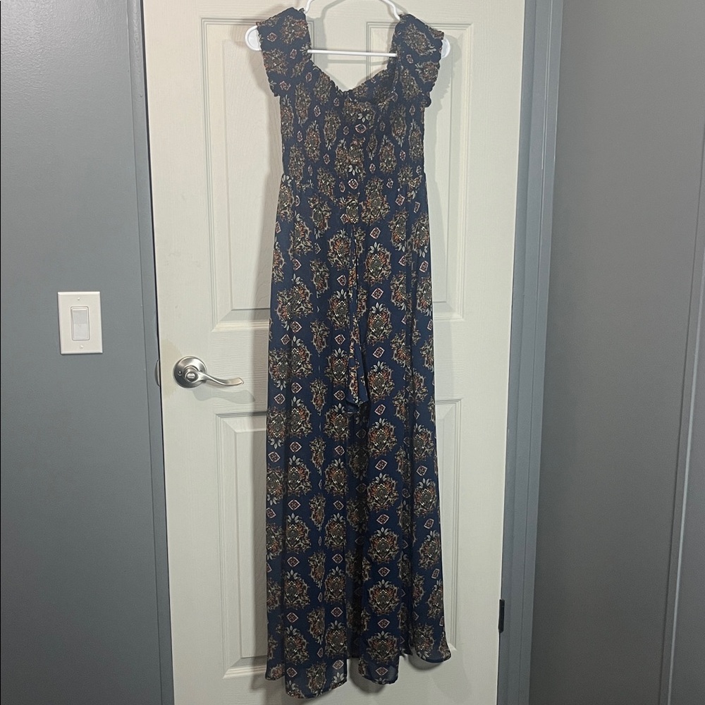 Floral Print Maxi Dress in Blue
